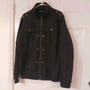 Doublju Biker Style Jacket Men’s XXL Black Full Zip Fleece